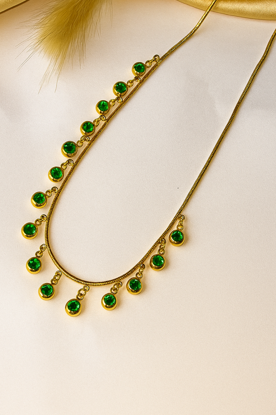 Green Drops Golden Luxe Necklace