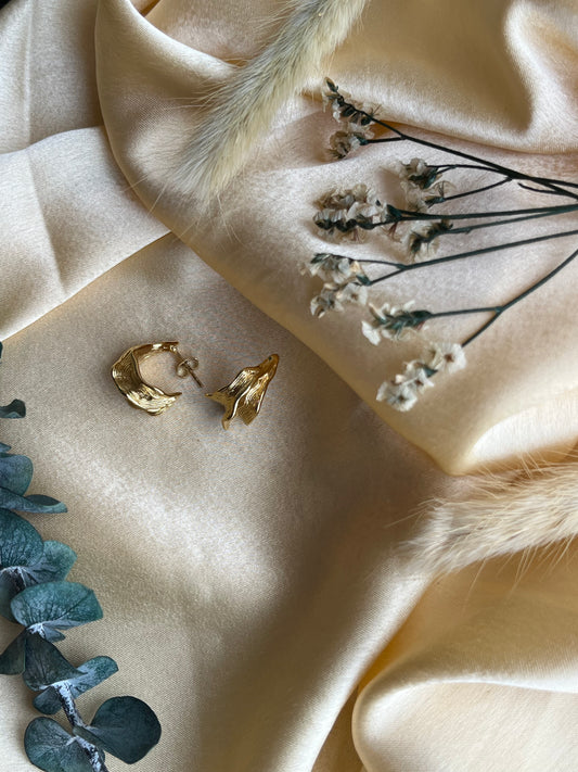 Golden Leaf Stud Earrings