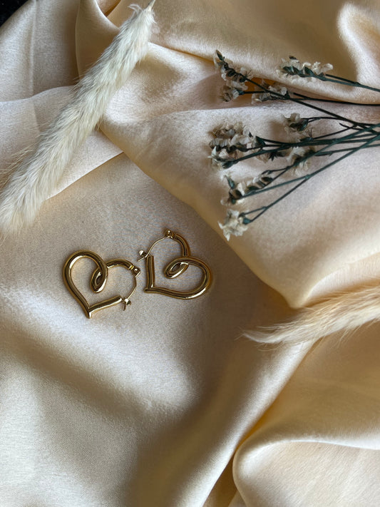 Heart Drop Hoop Earrings