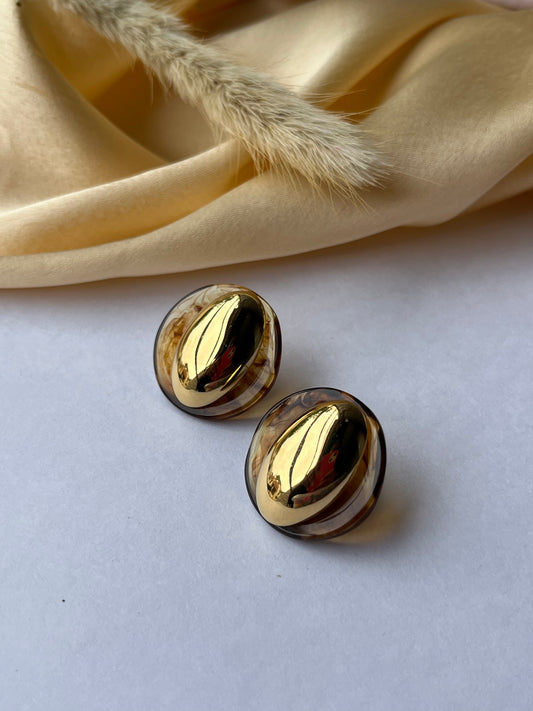 Bold Oval Gold Earrings