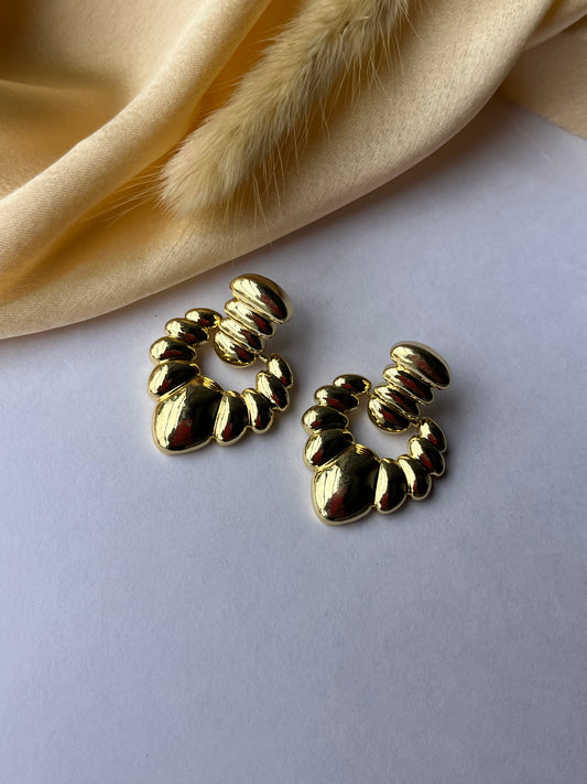 Bulbous Dangler Gold Earrings