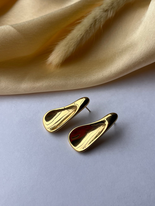 Ladle Flat Gold Earrings