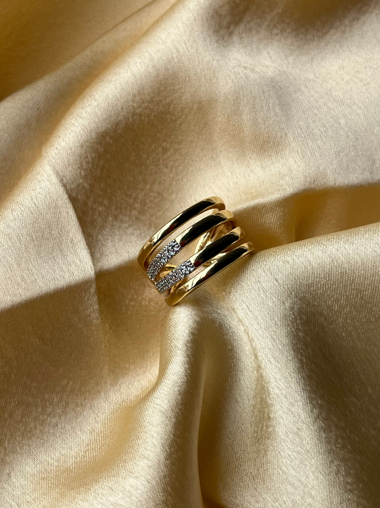 Stacked Diamond Gold Ring