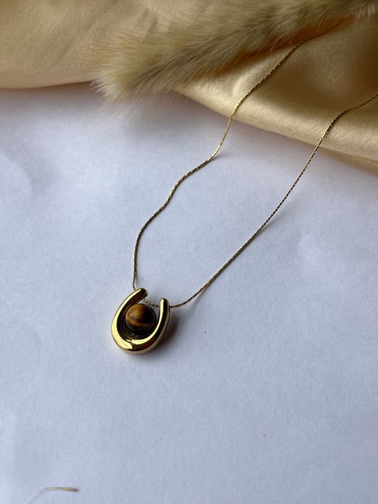 Tiger Eye Horse Shoe Necklace