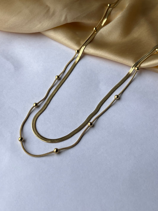 Golden Dual Chain Necklace