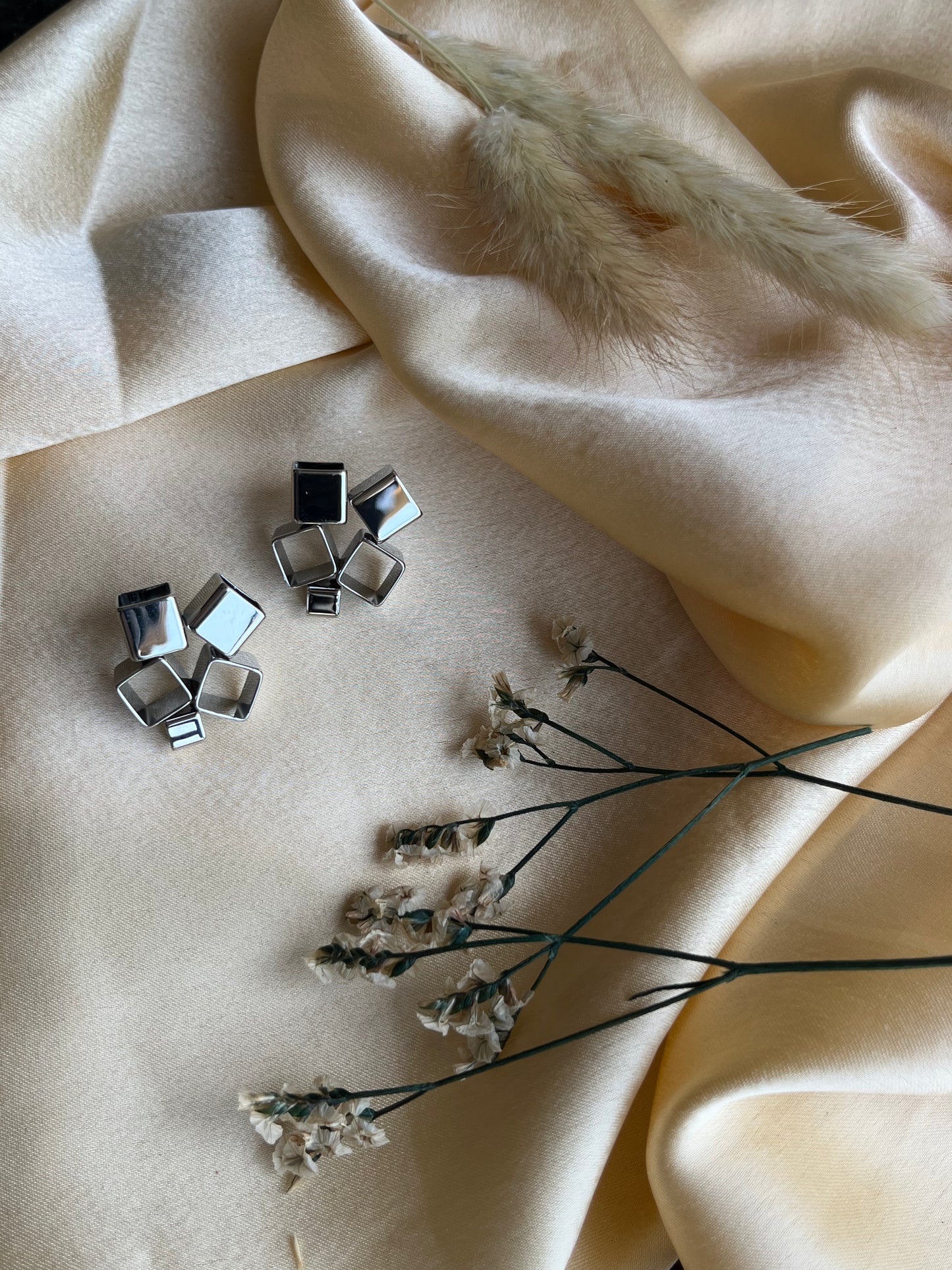 Square Grid Silver Earrings