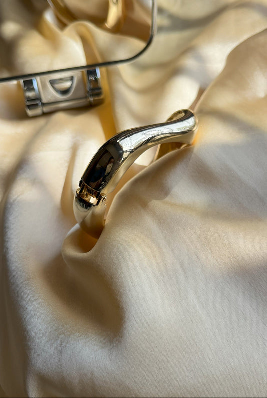 Abstract Golden Wave Cuff Bracelet