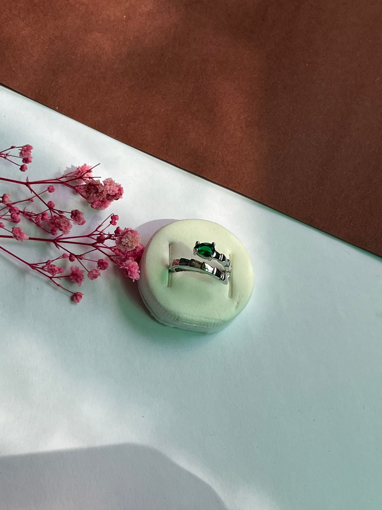 Serpentine Emerald Silver Ring