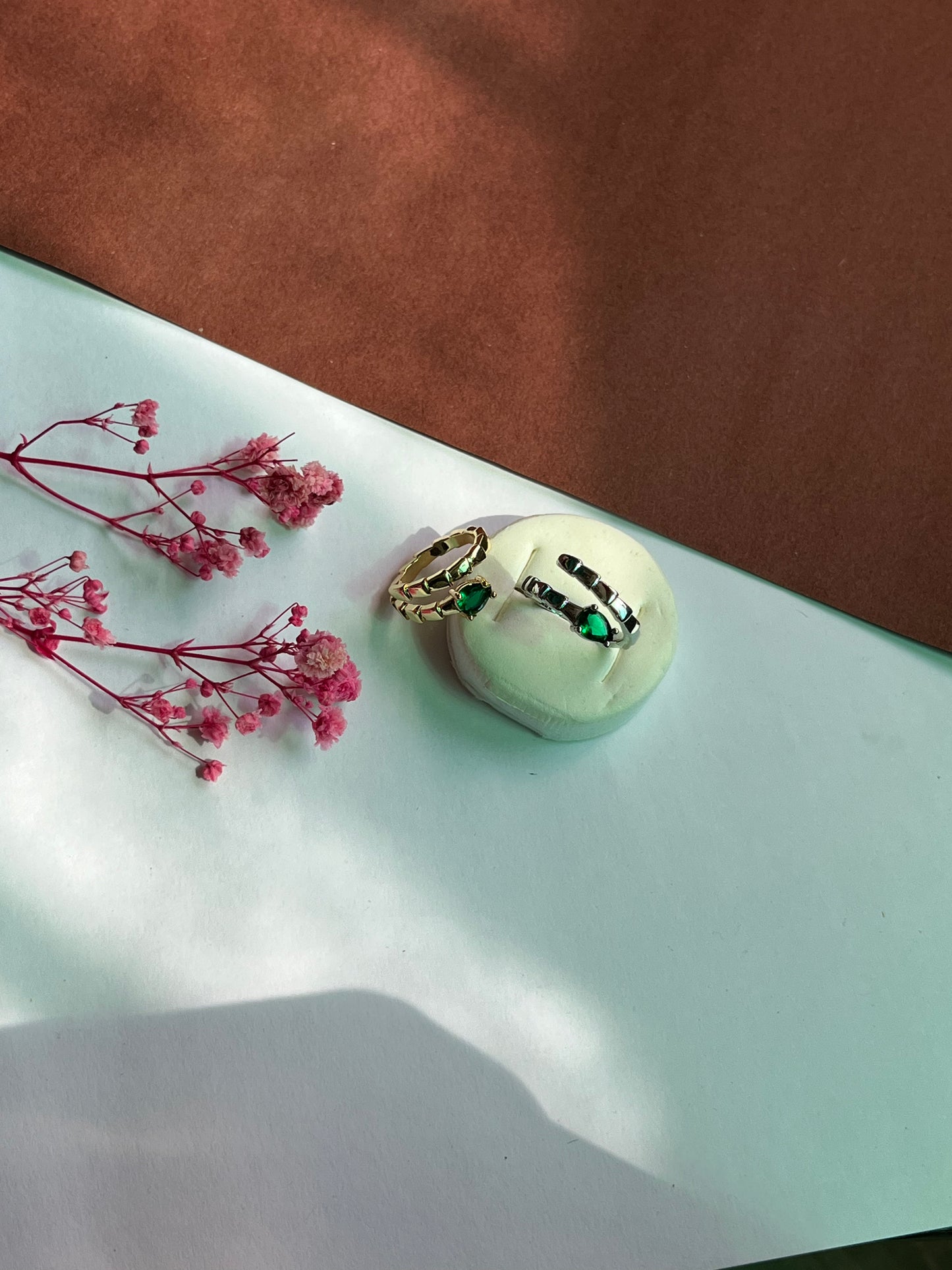 Serpentine Emerald Golden Ring