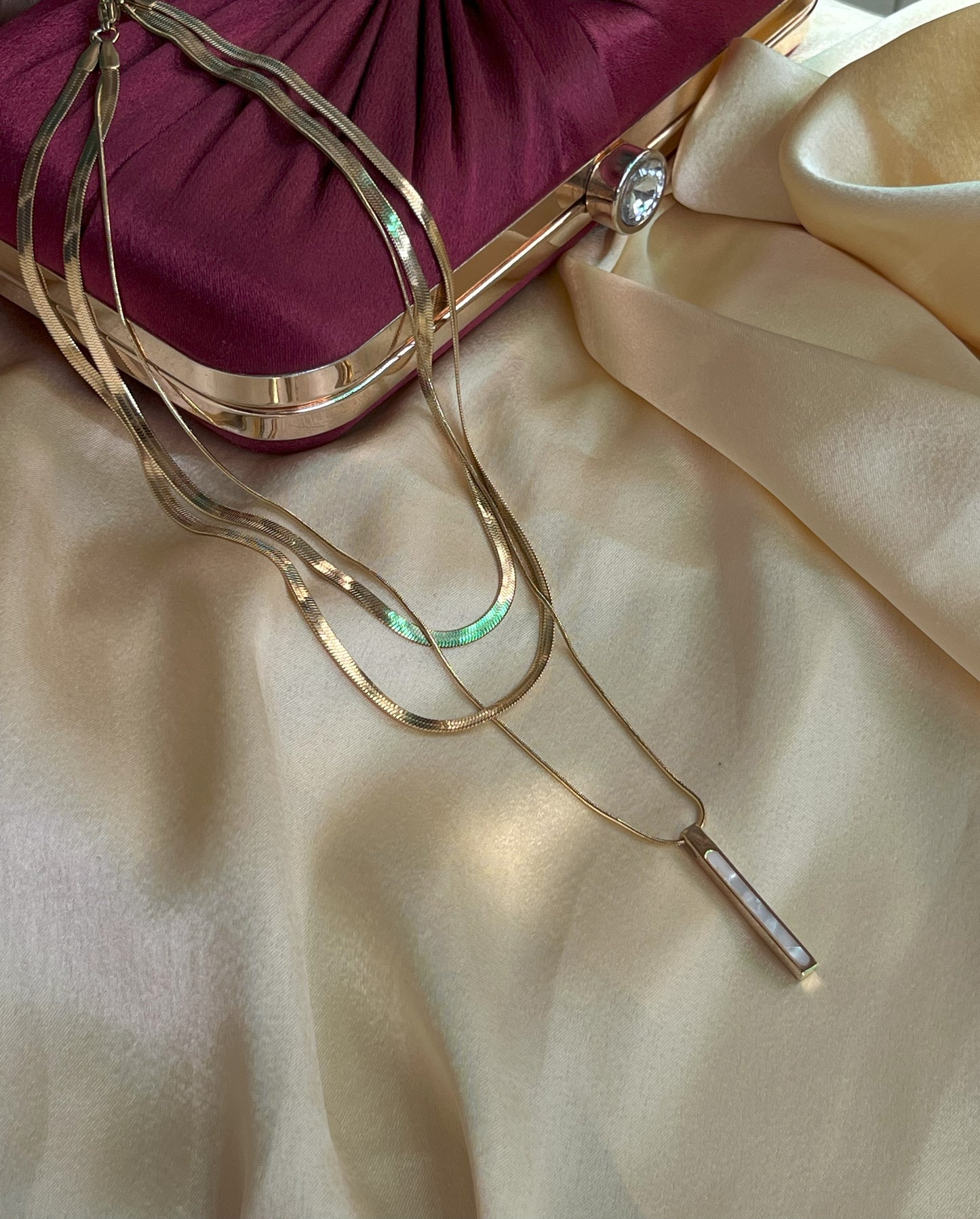 Triple Layer Chain Chrome Necklace