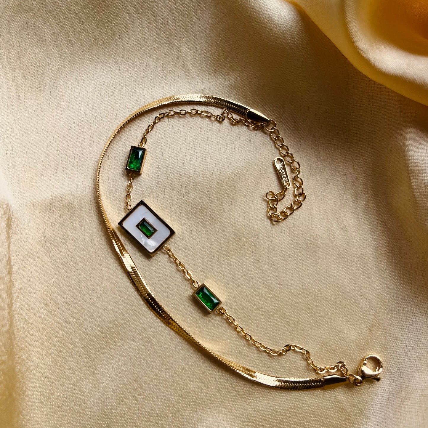 Twin Chain Emerald Bracelet