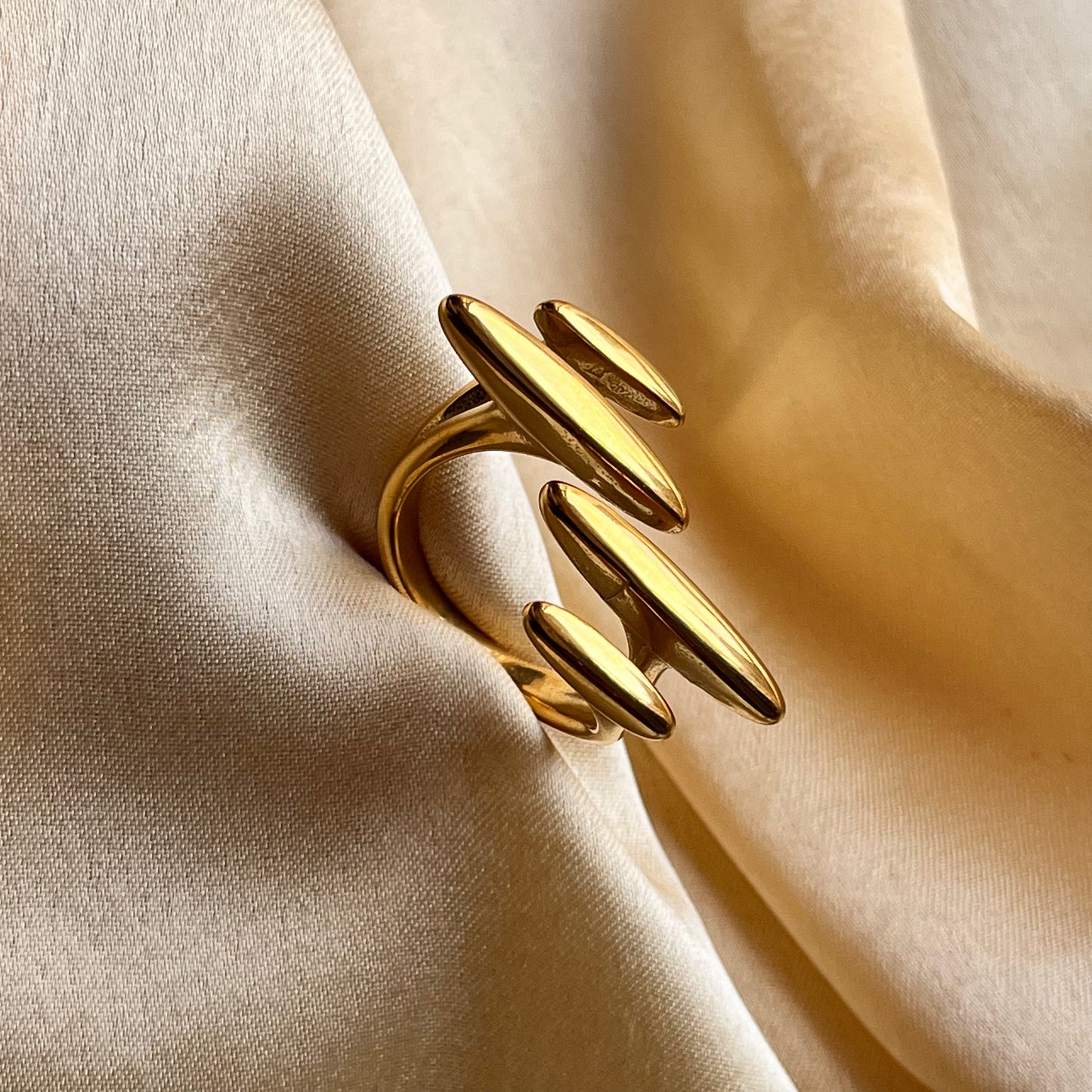 Sculptural Sequence Gold Statement Ring
