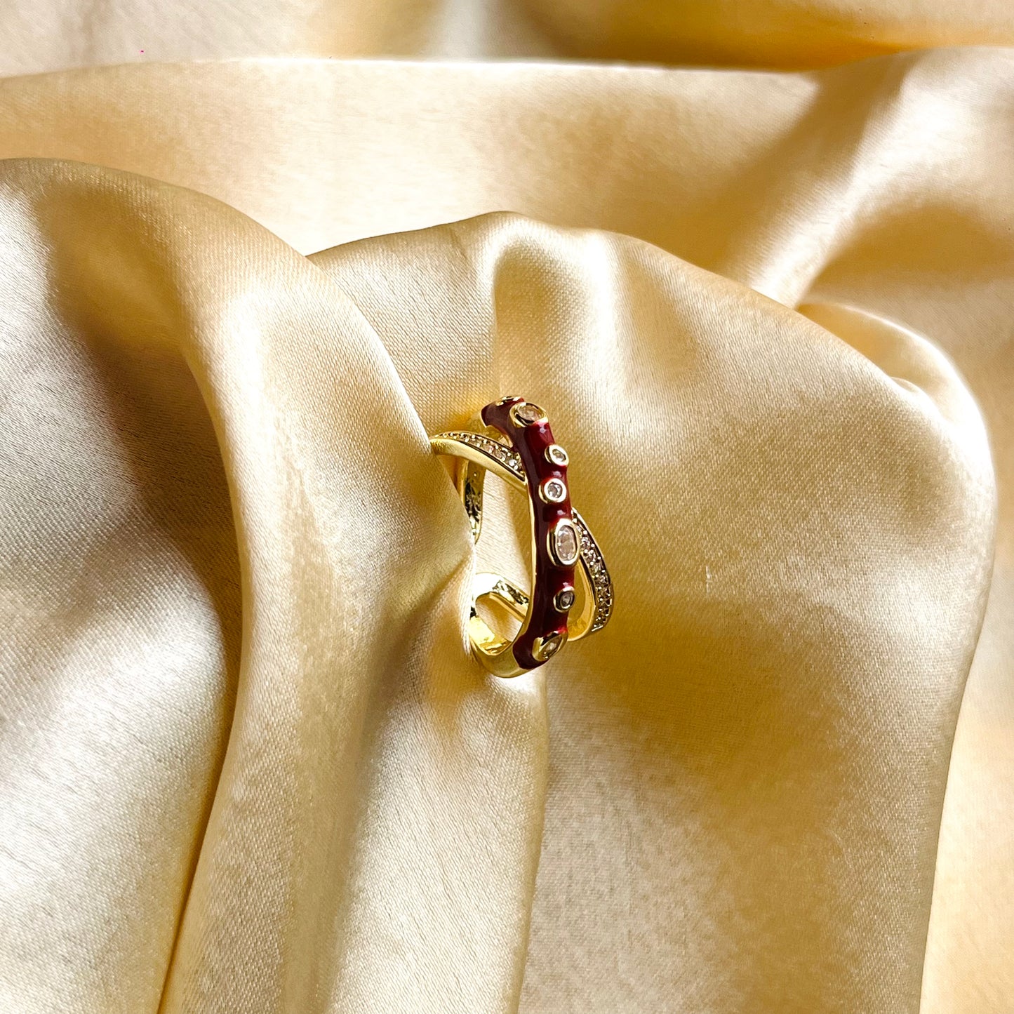 The Maroon Meenakari Orb Ring