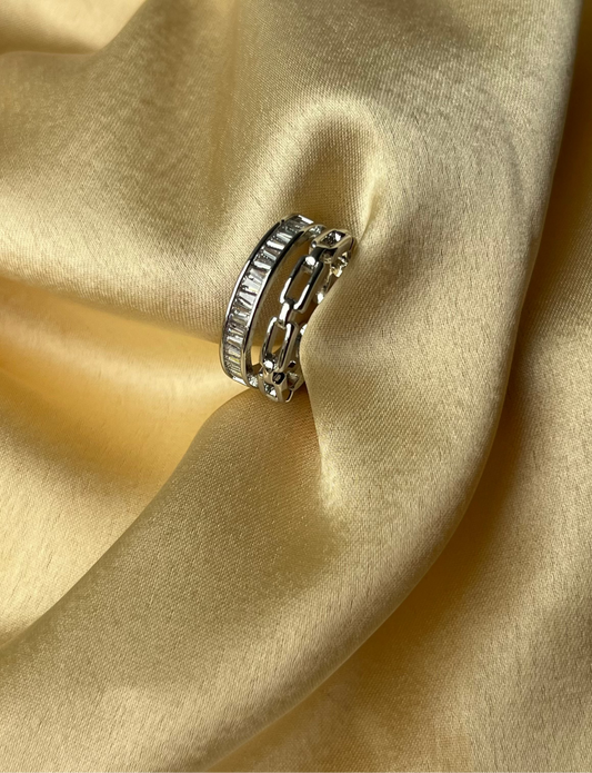 Silver Diamond Band Ring