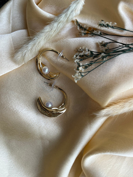 Pearl Drop Golden Earrings