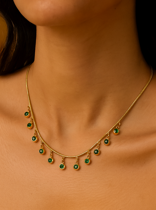 Green Drops Golden Luxe Necklace