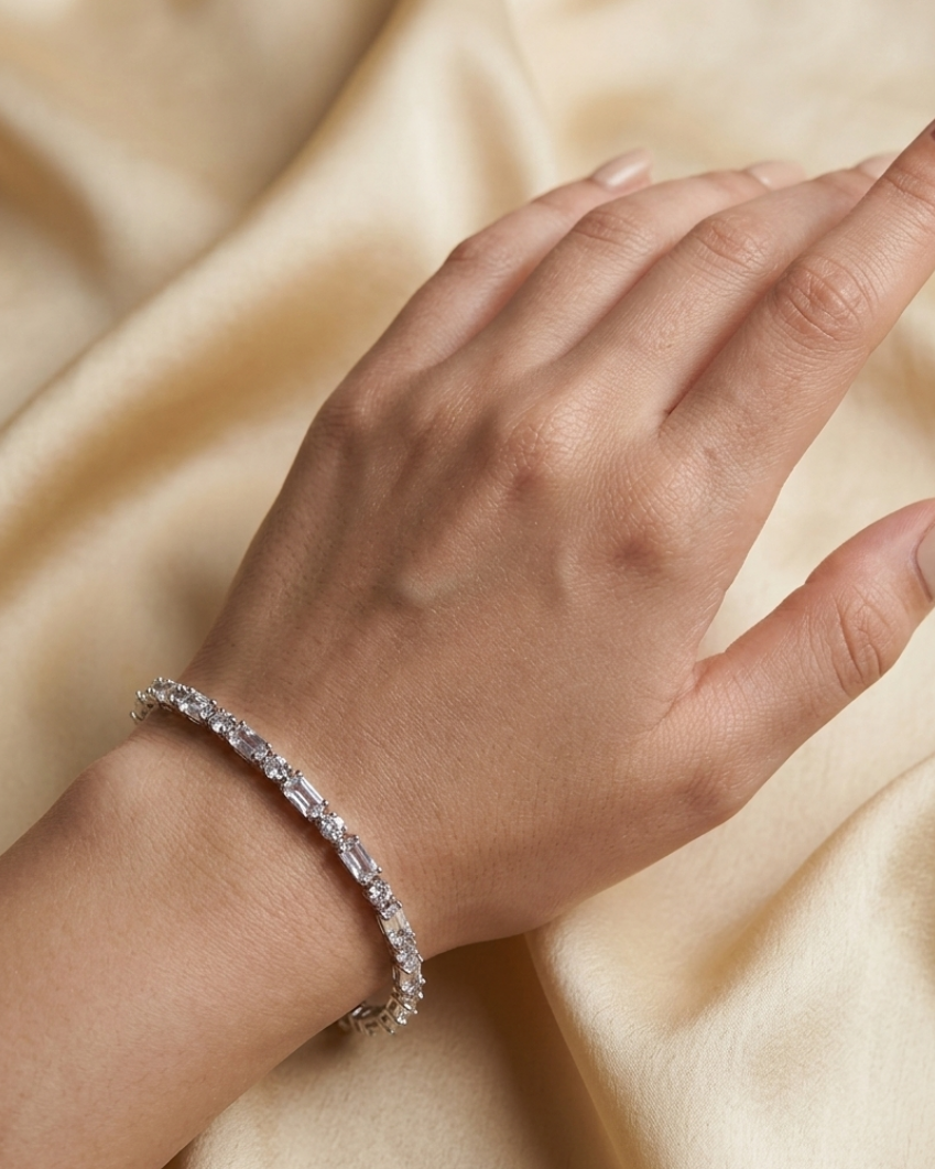 Sleek Silver Tennis Bracelet