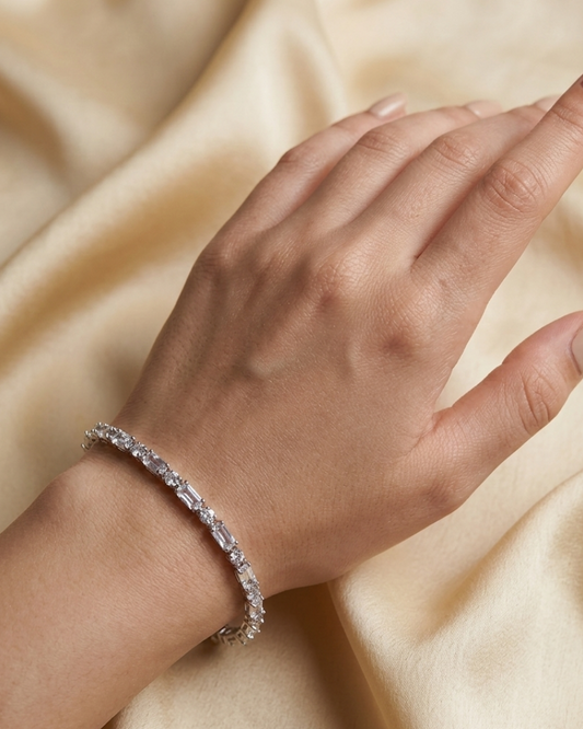 Sleek Silver Tennis Bracelet