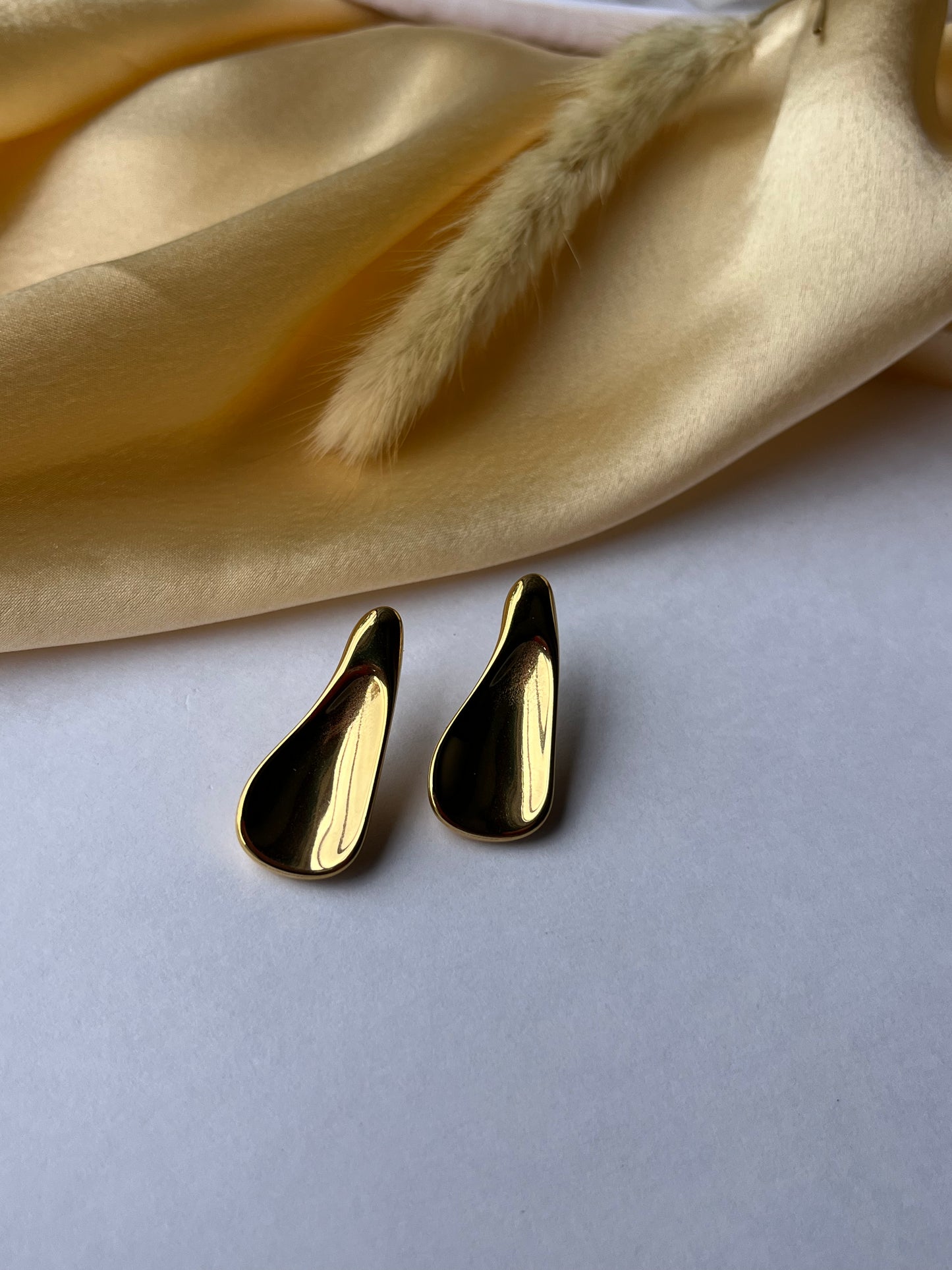 Ladle Flat Gold Earrings