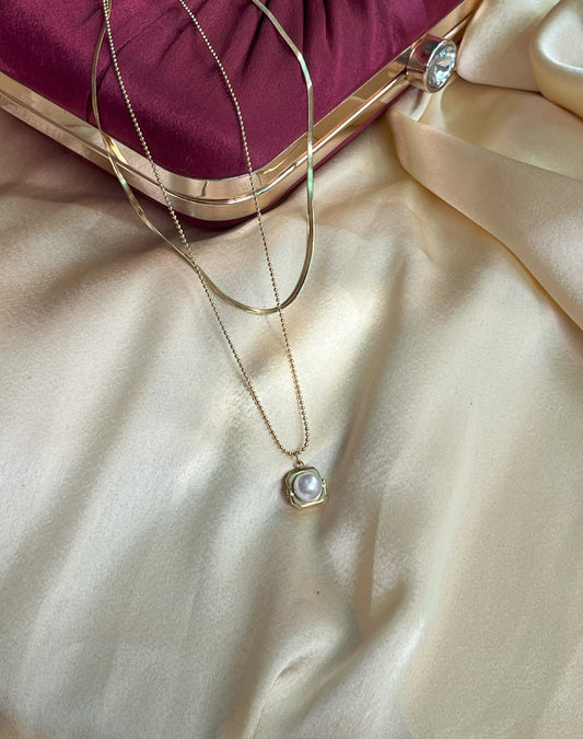 Double Layer Pearl Chain Necklace