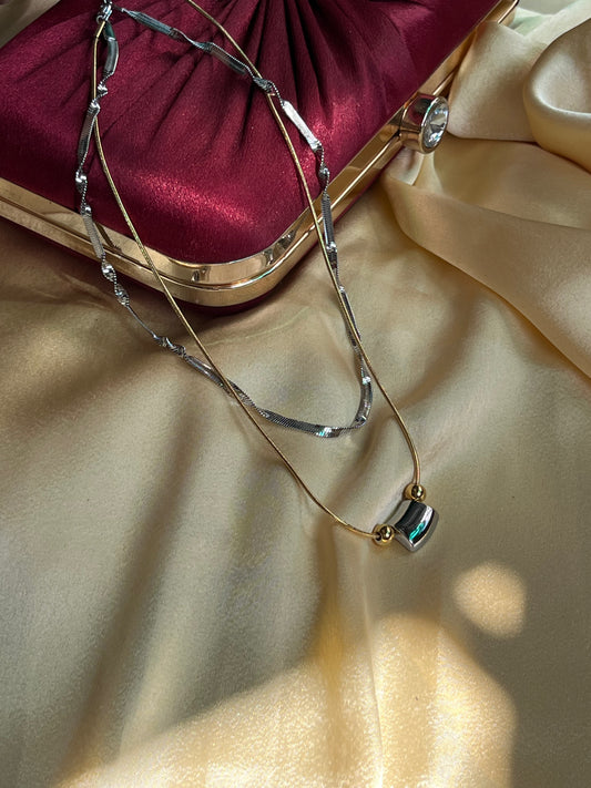 Double Layer Dual Tone Necklace