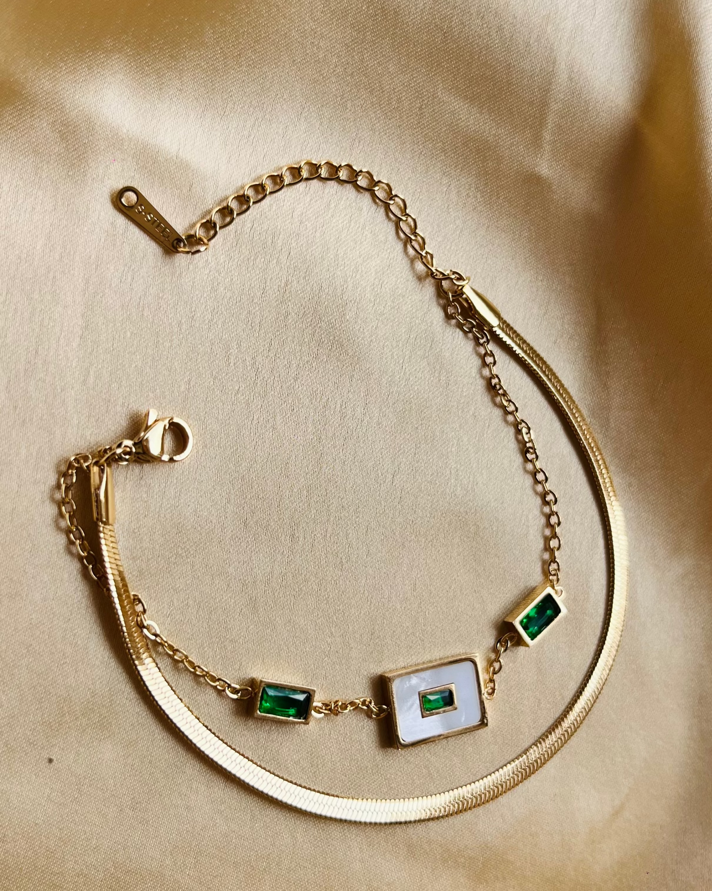 Twin Chain Emerald Bracelet