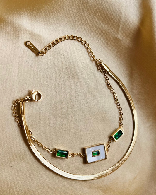 Twin Chain Emerald Bracelet