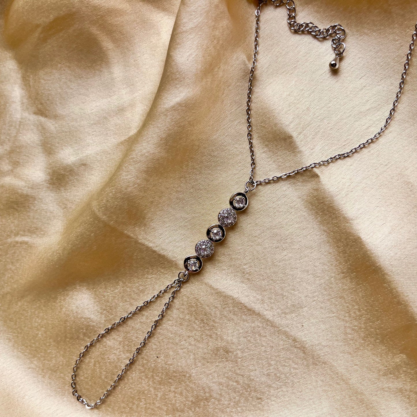 Diamond Silver Orbit Hand Chain