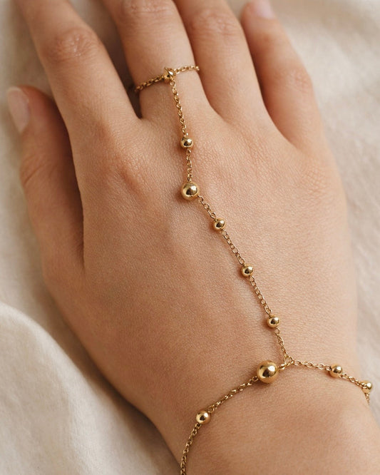 Golden Bead Hand Chain