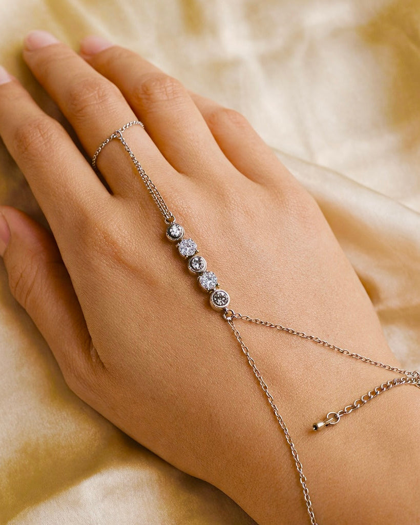 Diamond Silver Orbit Hand Chain