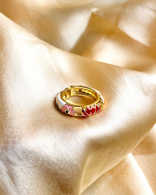 Gulnaar Minakari Floral Ring