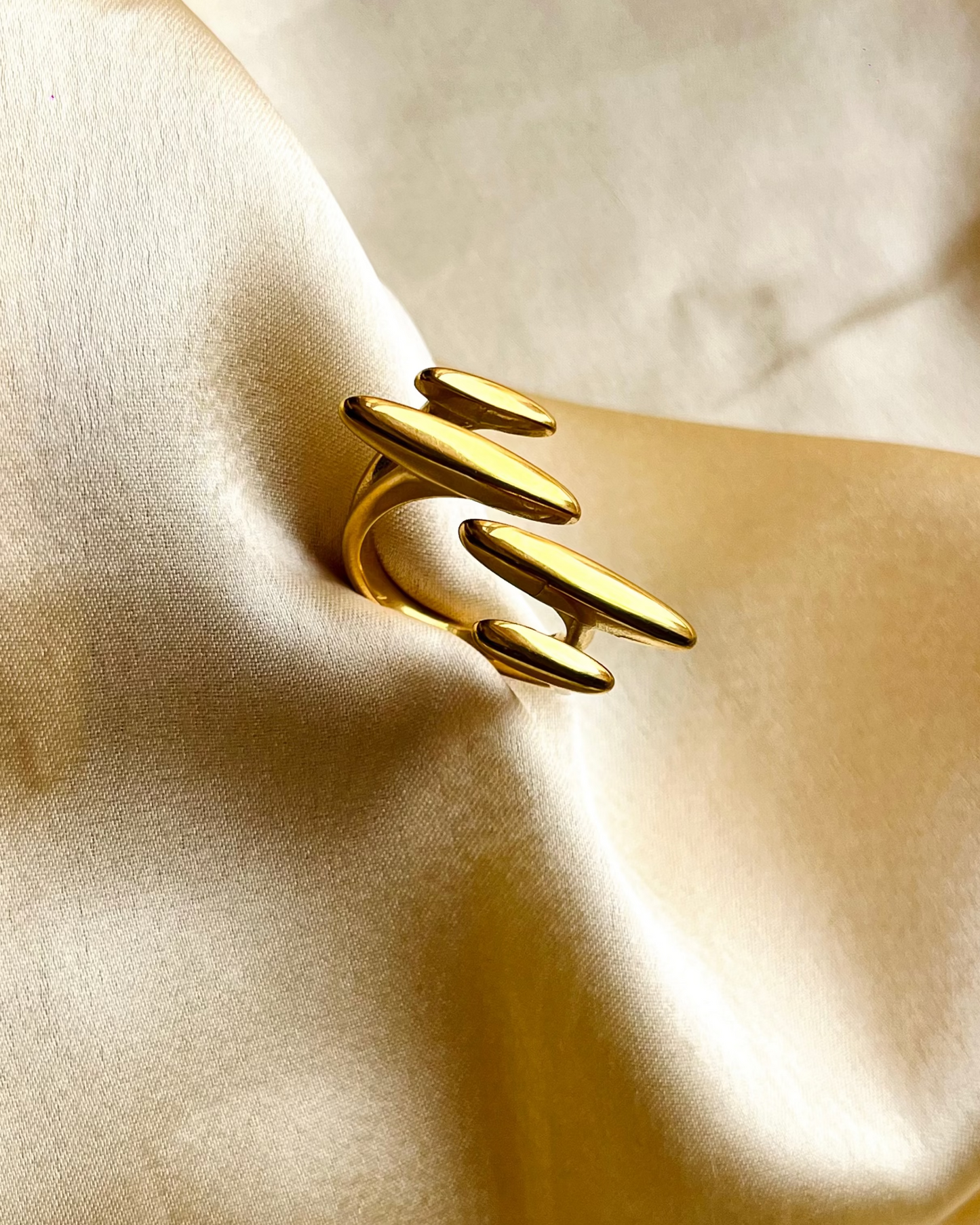 Sculptural Sequence Gold Statement Ring