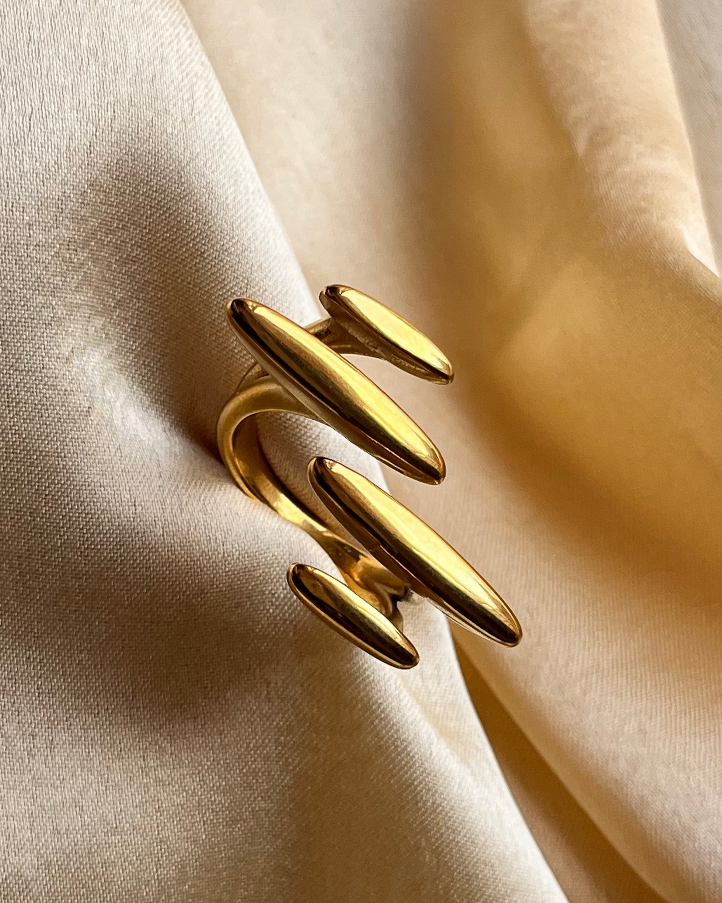 Sculptural Sequence Gold Statement Ring
