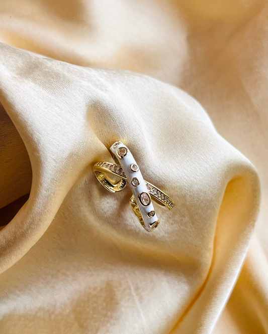 The White Meenakari Orb Ring