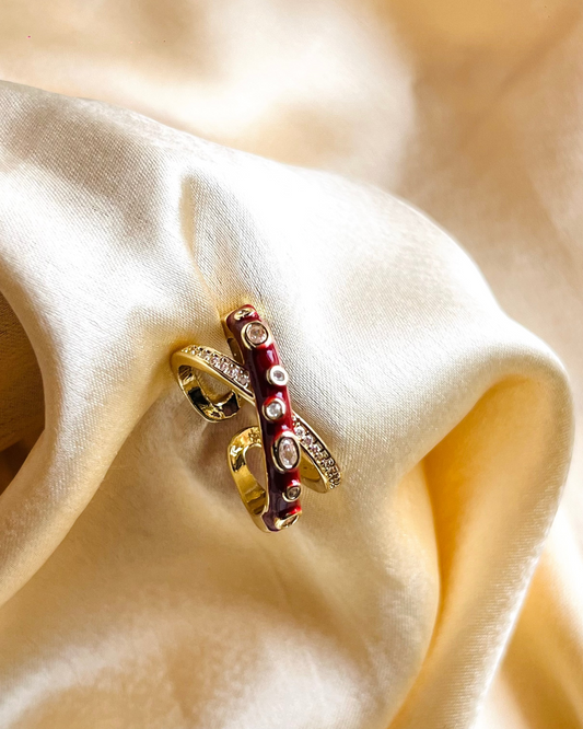 The Maroon Meenakari Orb Ring