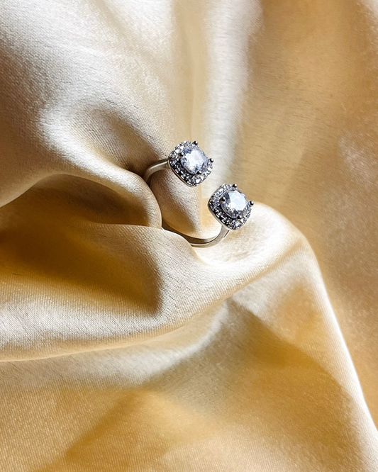 Twin Celeste Silver Diamond Ring