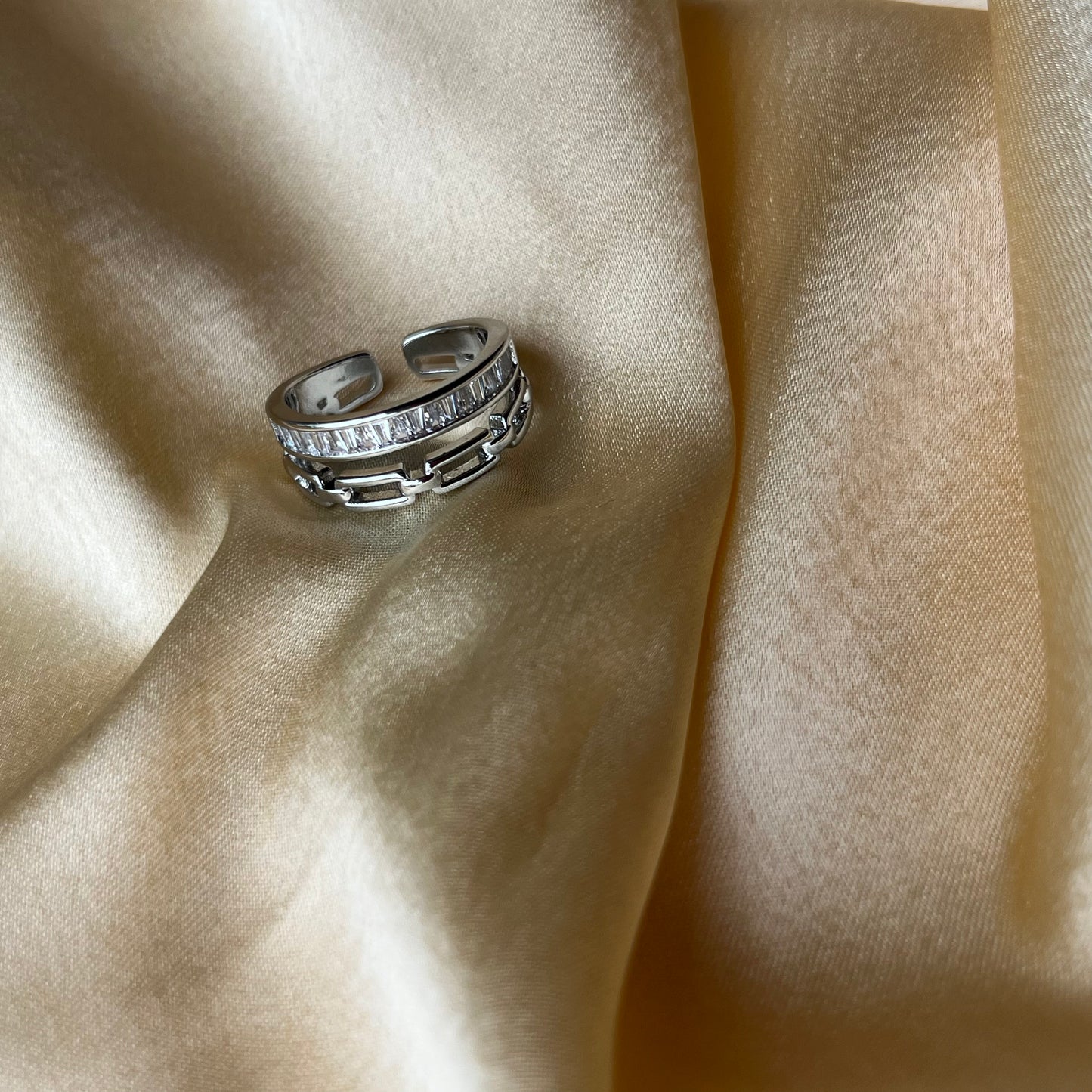 Silver Diamond Band Ring